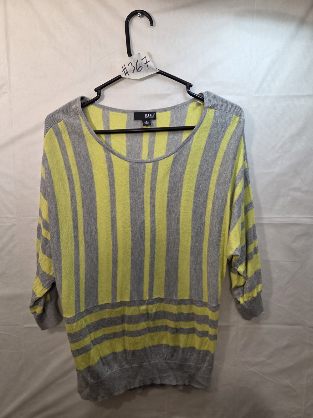 a.n.a Gray & Yellow Striped Scoop-Neck Sweater